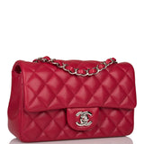 Chanel Mini Rectangular Flap Bag Red Caviar Silver Hardware