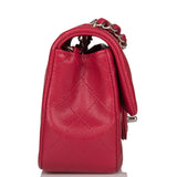 Chanel Mini Rectangular Flap Bag Red Caviar Silver Hardware