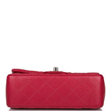 Chanel Mini Rectangular Flap Bag Red Caviar Silver Hardware