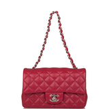Chanel Mini Rectangular Flap Bag Red Caviar Silver Hardware