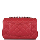 Chanel Mini Rectangular Flap Bag Red Lambskin Silver Hardware