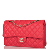 Chanel Medium Classic Double Flap Bag Pink Caviar Light Gold Hardware