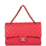 Chanel Medium Classic Double Flap Bag Pink Caviar Light Gold Hardware