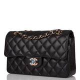 Chanel Small Classic Double Flap Bag Black Lambskin Rose Gold Hardware