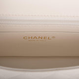 Chanel White Quilted Lambskin Rectangular Mini Classic Flap Bag Light Gold Hardware