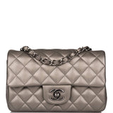 Chanel Mini Rectangular Flap Bag Ruthenium Lambskin Silver Hardware