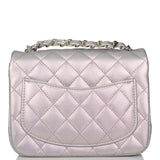 Chanel Mini Square Flap Bag Lavender Iridescent Lambskin Silver Hardware