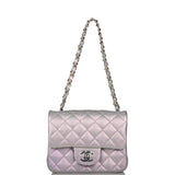 Chanel Mini Square Flap Bag Lavender Iridescent Lambskin Silver Hardware