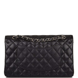 Chanel  Medium Classic Double Flap Bag Black Quilted Caviar Silver Hardware