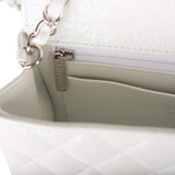 Chanel Mini Rectangular Flap Bag White Iridescent Lambskin Silver Hardware