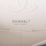 Chanel White Quilted Caviar Medium Classic Double Flap Bag Silver Hardware