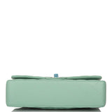 Chanel Light Green Quilted Lambskin Medium Classic Double Flap Bag Light Gold Hardware