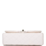 Chanel White Quilted Caviar Small Classic Double Flap Bag Light Gold Hardware