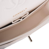Chanel White Quilted Caviar Small Classic Double Flap Bag Light Gold Hardware
