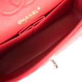 Chanel Red Quilted Lambskin Small Classic Double Flap Bag Light Gold Hardware