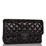 Chanel Small Classic Double Flap Shiny SO Black Crumpled Calfskin Black Hardware