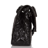 Chanel Small Classic Double Flap Shiny SO Black Crumpled Calfskin Black Hardware