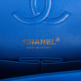 Chanel Blue Chevron Caviar Small Classic Double Flap Bag Light Gold Hardware