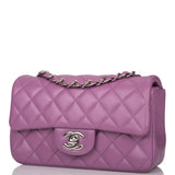 Chanel Purple Quilted Lambskin Rectangular Mini Classic Flap Bag Silver Hardware
