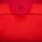 Chanel Neon Pink and Orange Mixed Fibers Large Deauville Shopping Bag Silver Hardware
