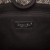 Chanel Small Deauville Shopping Bag Black Wool Silver Hardware