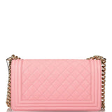 Chanel Pink Quilted Caviar Medium Boy Bag Light Gold Hardware