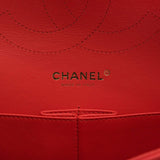 Chanel Red Shiny Quilted Caviar Jumbo Classic Double Flap Bag Gold Hardware