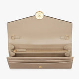 CONTINENTAL WITH CHAIN Beige Leather Wallet