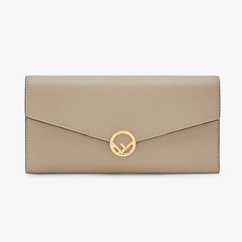 CONTINENTAL WITH CHAIN Beige Leather Wallet