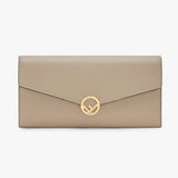 CONTINENTAL WITH CHAIN Beige Leather Wallet