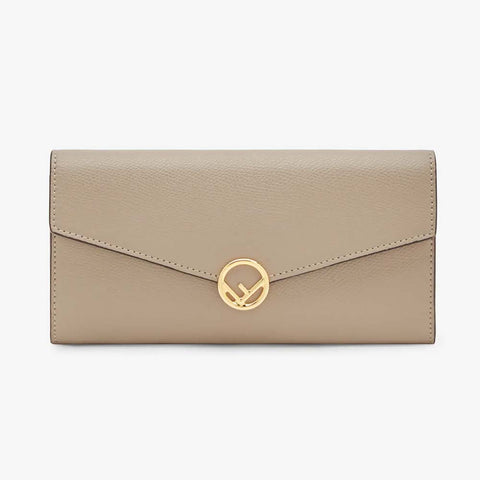 CONTINENTAL WITH CHAIN Beige Leather Wallet