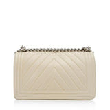 Chanel Old Medium Boy Bag Cream White Chevron