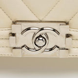 Chanel Old Medium Boy Bag Cream White Chevron