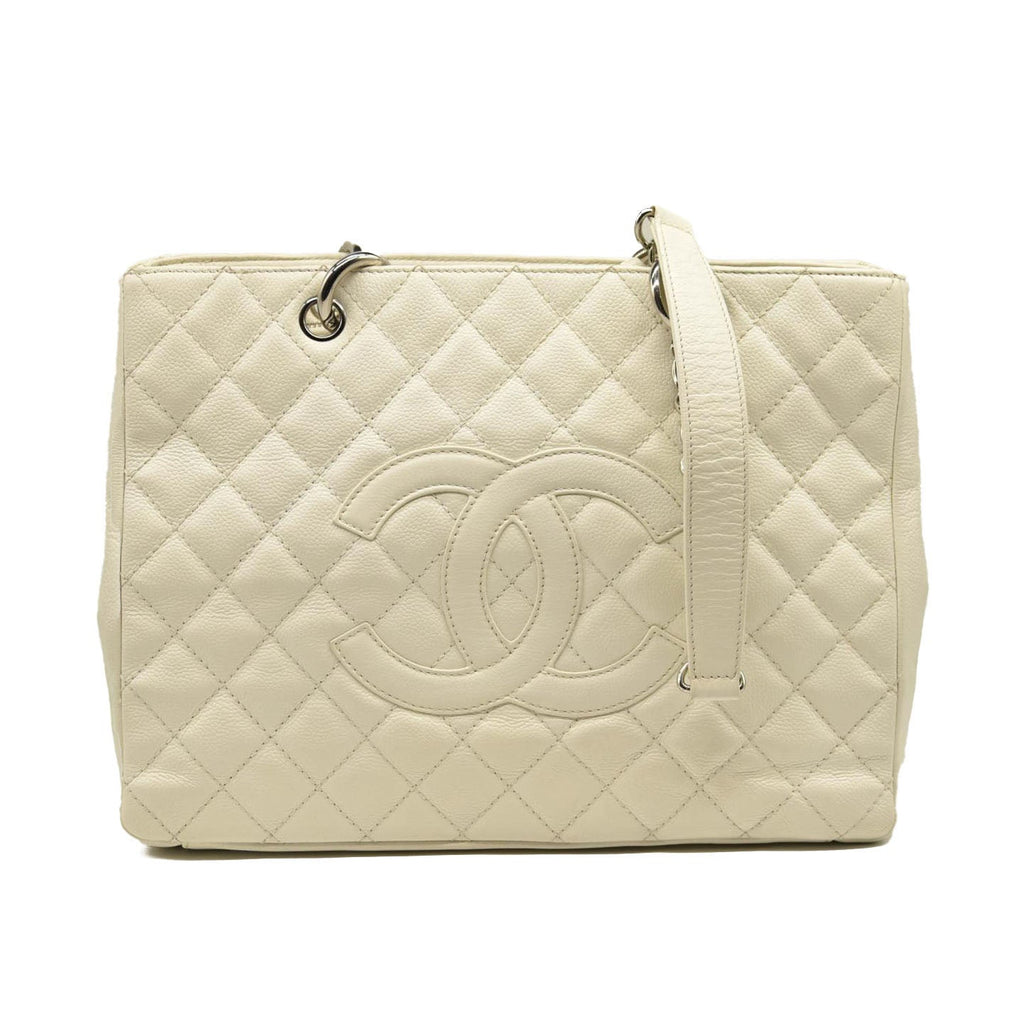 CHANEL Caviar Grand Shopping Tote GST White