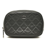 CHANEL Caviar Quilted Small Curvy Pouch Cosmetic Case Black
