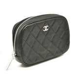 CHANEL Caviar Quilted Small Curvy Pouch Cosmetic Case Black