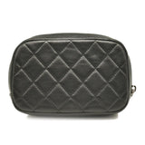 CHANEL Caviar Quilted Small Curvy Pouch Cosmetic Case Black