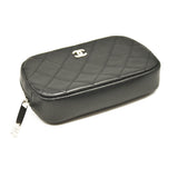 CHANEL Caviar Quilted Small Curvy Pouch Cosmetic Case Black