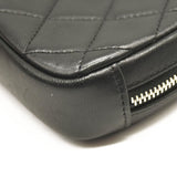 CHANEL Caviar Quilted Small Curvy Pouch Cosmetic Case Black