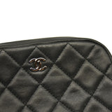 CHANEL Caviar Quilted Small Curvy Pouch Cosmetic Case Black