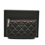 CHANEL Lambskin Quilted Small Cosmetic Case Black