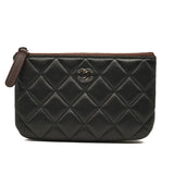 CHANEL Lambskin Quilted Small Cosmetic Case Black