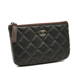CHANEL Lambskin Quilted Small Cosmetic Case Black