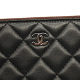 CHANEL Lambskin Quilted Small Cosmetic Case Black