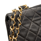 Chanel Lambskin Quilted XL Jumbo Single Flap Black Shoulder Bag