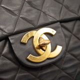 Chanel Lambskin Quilted XL Jumbo Single Flap Black Shoulder Bag