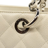 CHANEL Caviar Quilted Grand Shopping Tote GST White