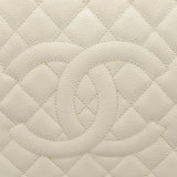 CHANEL Caviar Quilted Grand Shopping Tote GST White
