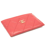 Chanel Lambskin Quilted Card Holder Red