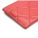 Chanel Lambskin Quilted Card Holder Red